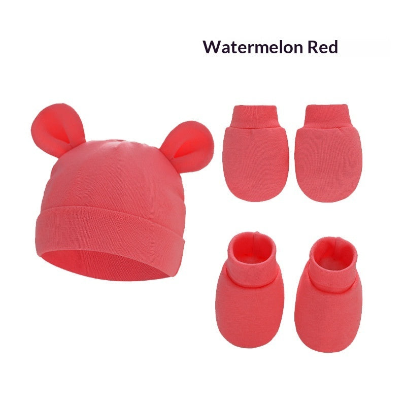 Newborn cotton hat, mittens and socks set – photo 15