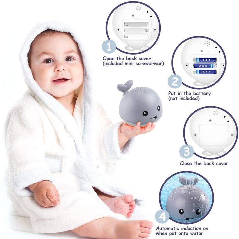 Electric Water Spray Whale Bath Toy – Induction Spray with Light & Music