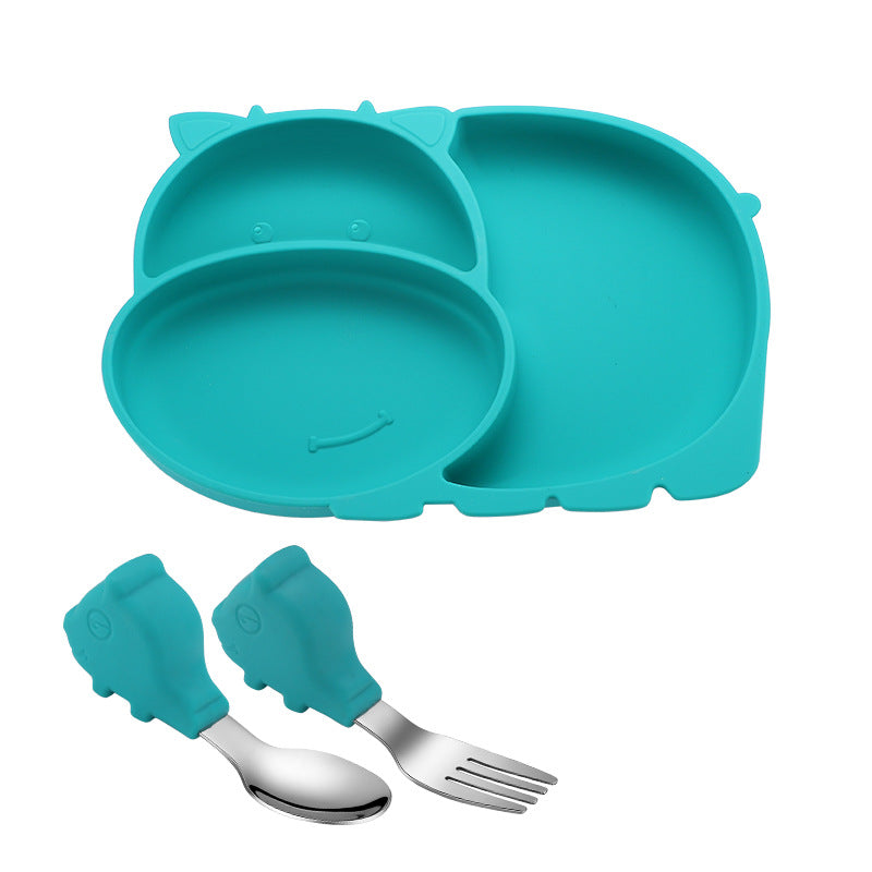 Silicone Suction Plate with Compartments – Baby Feeding Plate, With or Without Spoon