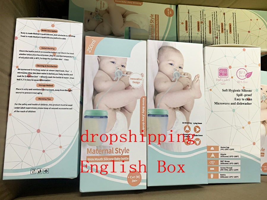 Silicone Baby Sippy Bottle with Straw – 250 ml