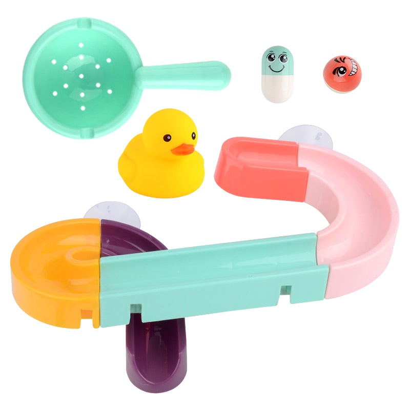 Suction Cup Bath Marble Run – DIY Wall Track Set, 24 or 44 Pieces