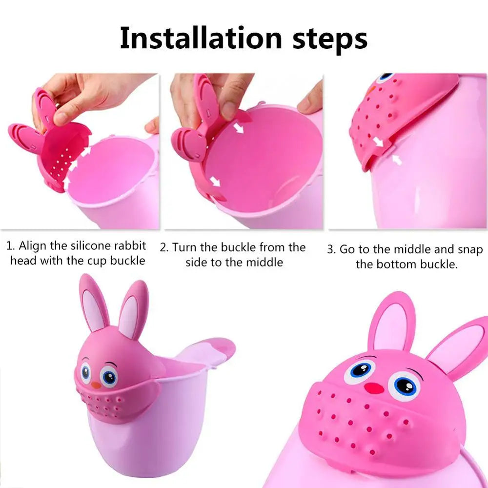 Baby Shampoo Rinse Cup – Cartoon Bath Cup, Green or Pink