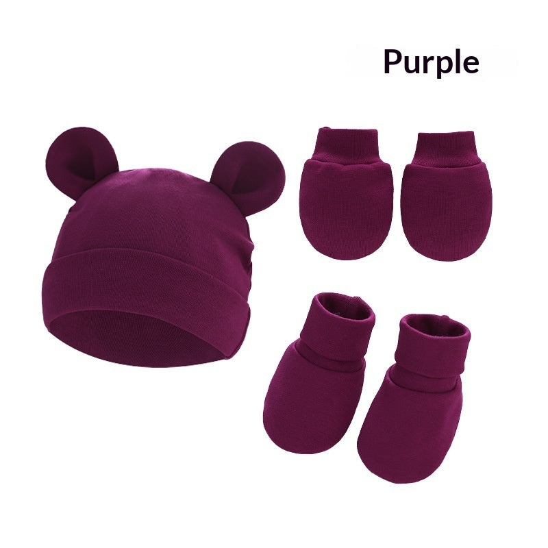 Newborn cotton hat, mittens and socks set – photo 14